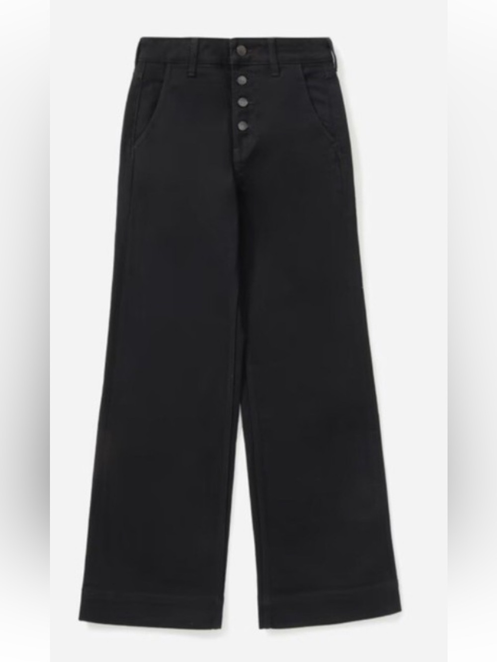 Everlane The Wide-Leg Jean In Black High Rise Black Button Fly